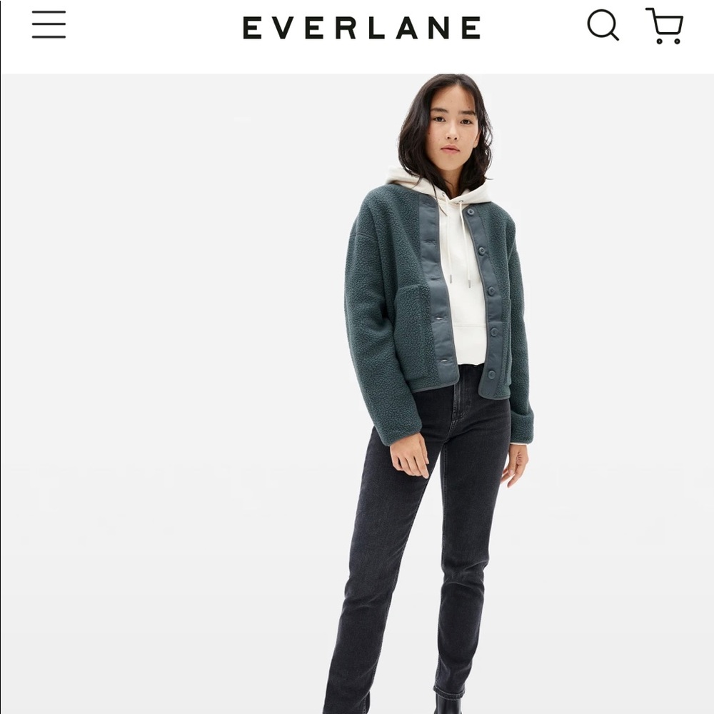 Everlane The ReNew Teddy Liner Deep Pewter Green